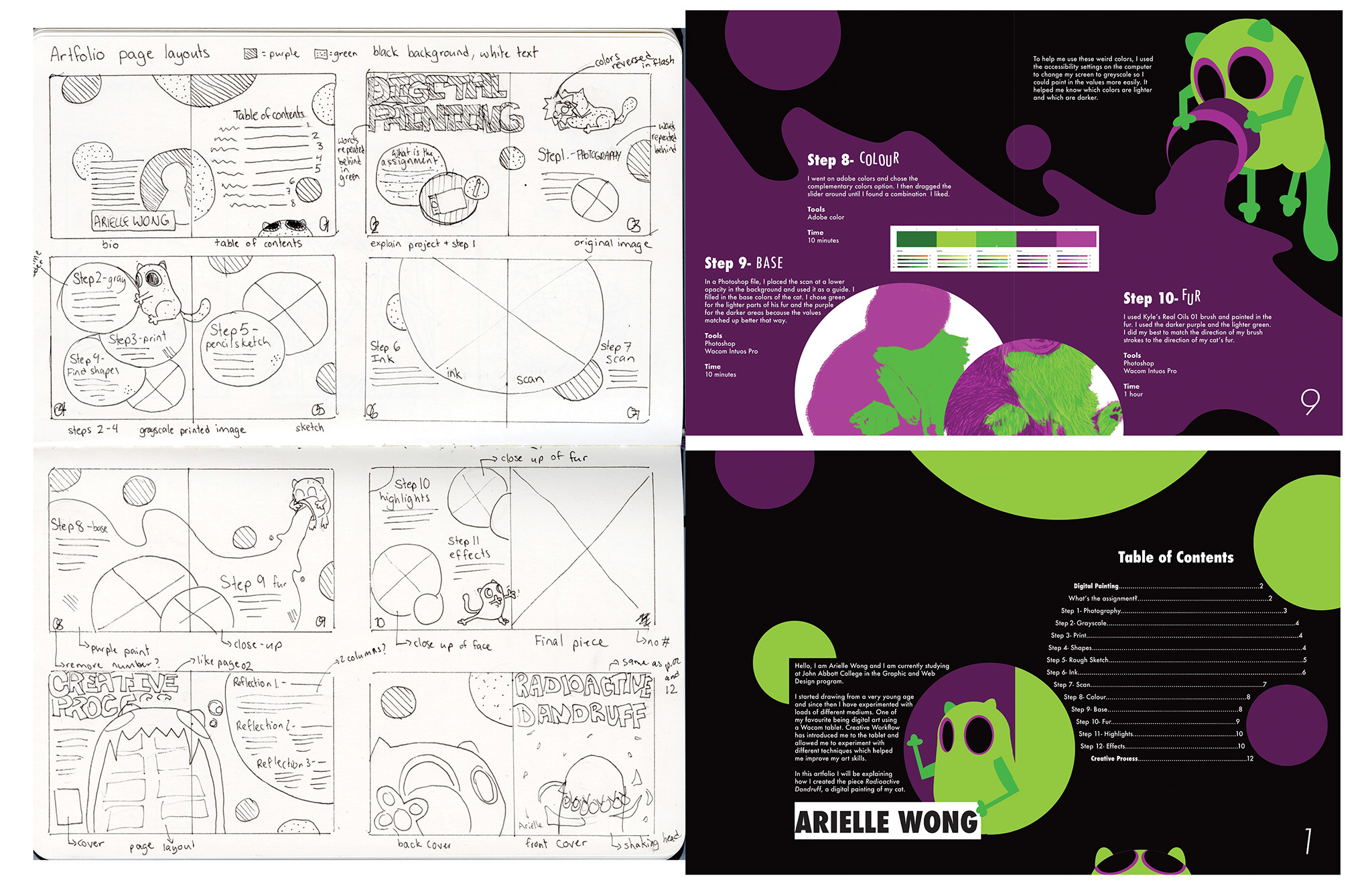 Sketches of the artfolio page layout