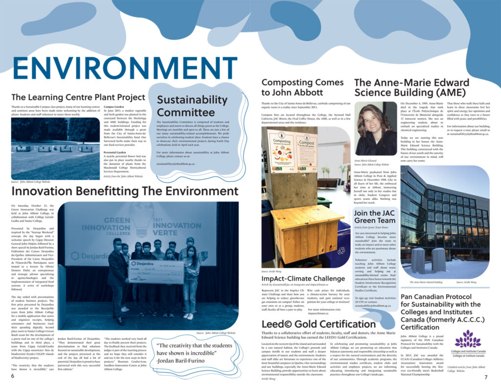 Environment section of the Abbott Echo, a school newsletter.