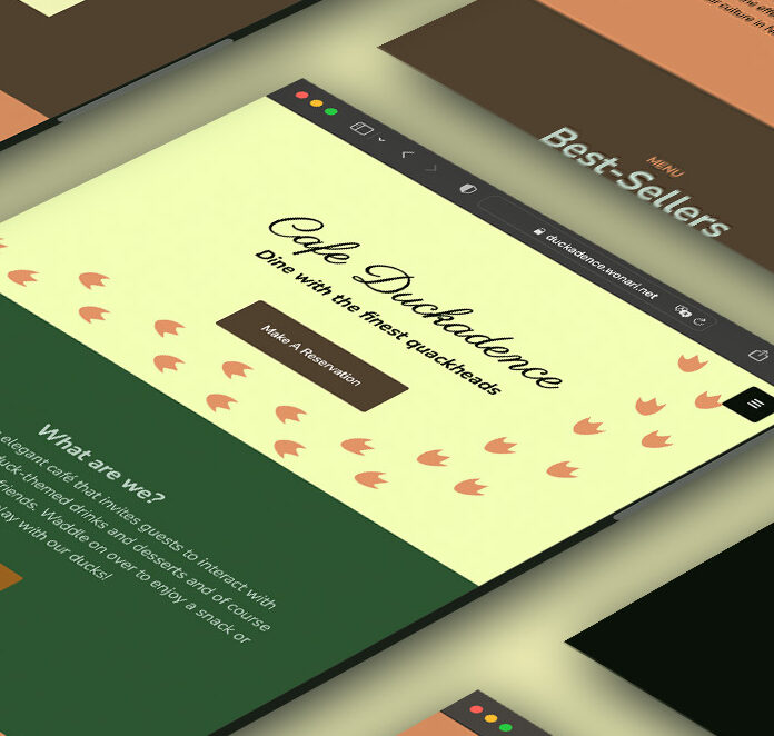 Web pages made for Cafe Duckadence, a cafe where you can eat with ducks.