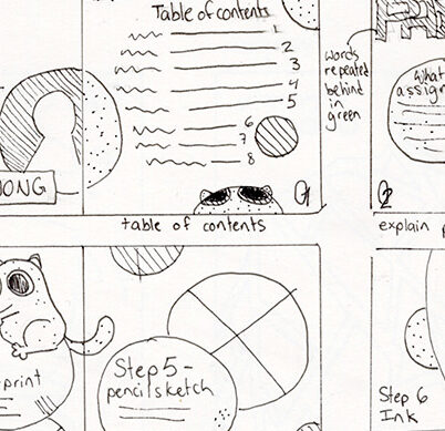 Sketches of the layout of th Radioactive Dandruff Artfolio